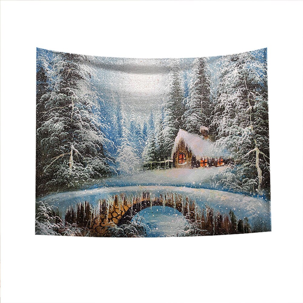 Neue Jahr Wandbehang Tapisserie, Frohe Weihnachten Baum Rentier Schneeflocke Wald Wandteppich für Schlafzimmer, Wohnzimmer, Wohnheim: 5