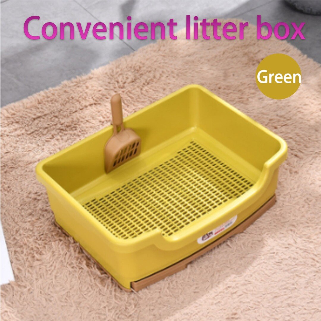 Rosa/verde/Beige grande lettiera per gatti cassetto stile gattino lettiera toilette Trainer vassoio con pala forniture per animali domestici 41x30x15cm: Green