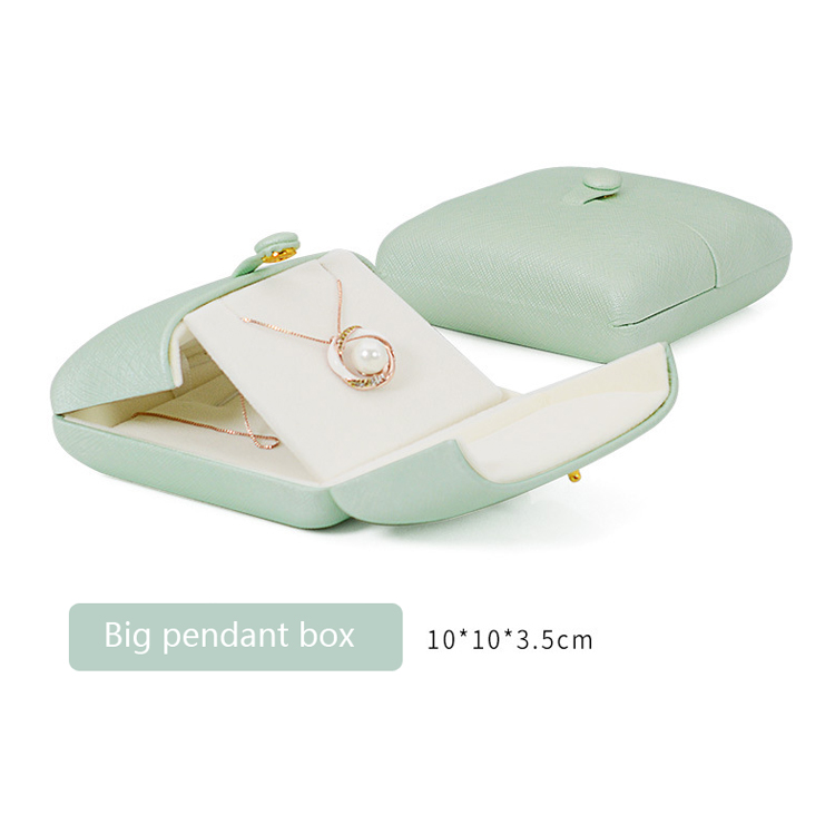 Tender Green Reticulated Pu Leather Double Open Jewelry Storage Box Proposal Ring Box Pearl Necklace Collection Box: Big pendant box