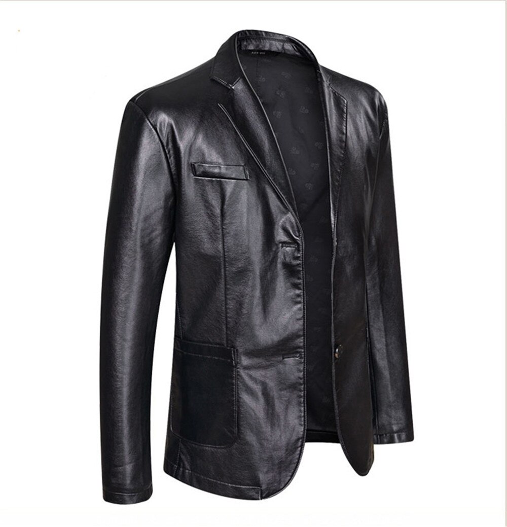 6xl 7xl #39 blazer til menn, motorsykkeljakke i imitert skinn pu-jakke uformelle forretningsklær (overdimensjonert pluss størrelse)