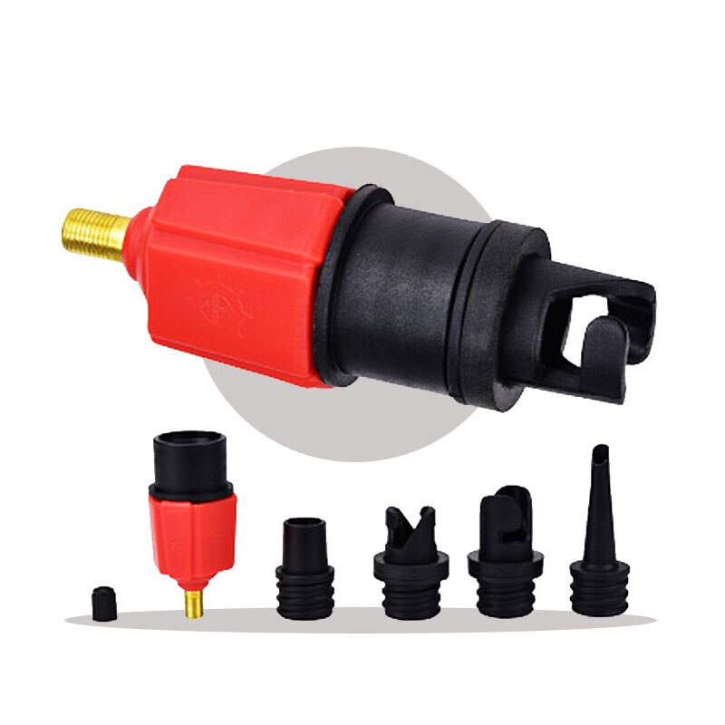Inflatable Pump Adaptor Air Pump Converter with 4 Types Air Valve Nozzles Multifunction Conversion Head EDF88: Red