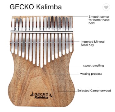 Gecko 17 Toetsen Kalimba Duim Piano Vinger Piano Houten Akoestische Muziekinstrument