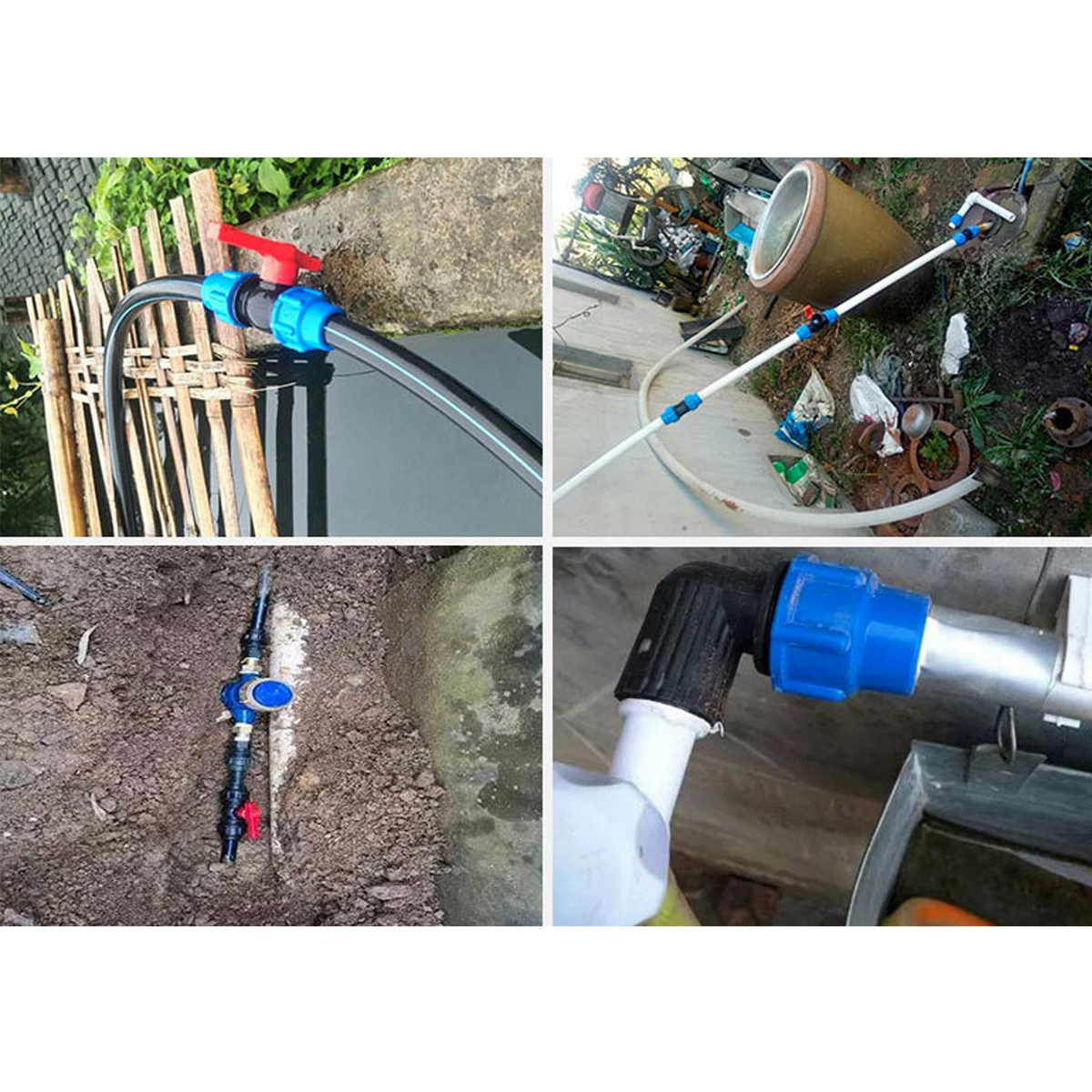 PVC PE Tube Tap Water Splitter 20/25/32/40/50mm Plastic Quick Valve Connector Garden Lawn Orchard Irrigation Water Pipe Fittings