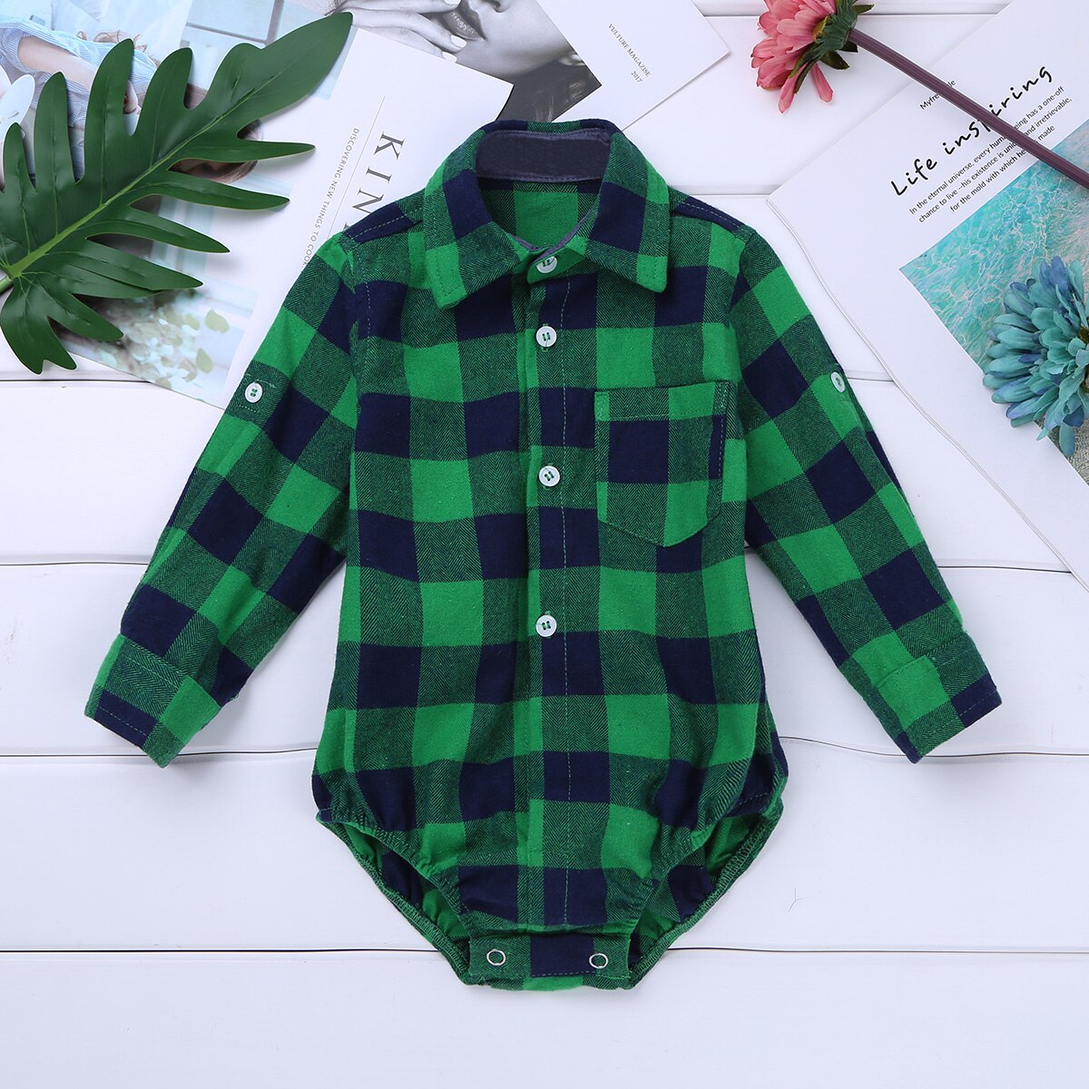 Iiniim Baby Boy Bodysuit Lange Mouw Winter Infantil Bebe Jongens Kleding Plaid Button-up Overhemd Bodysuits voor Eerste Verjaardag party