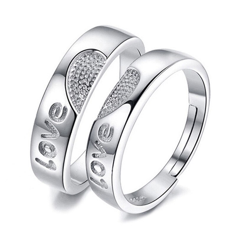 30% Verzilverd Romantische Liefde Brief Lovers&#39;couple Ringen Sieraden Vrouwen Mannen Geen Vervagen Anti Allergie Goedkope