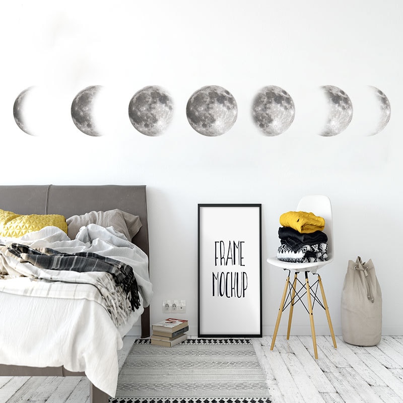 Moon phase 3D Wall Sticker Home living room wall decoration Mural Art Decals background decor Moon stickers