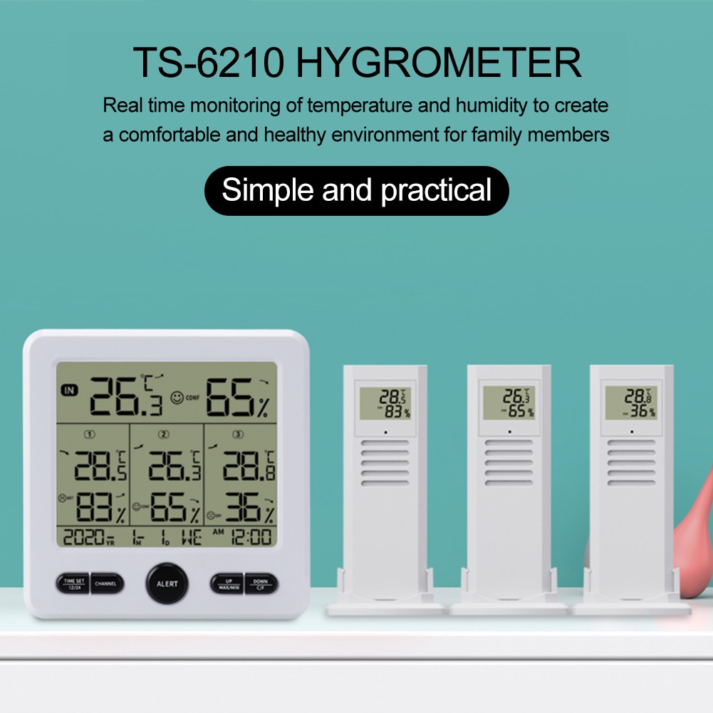 Wireless Thermostat Indoor Temperature Controller with Color Alarm Hygrometer Thermostat Home Thermometer Backlight Display