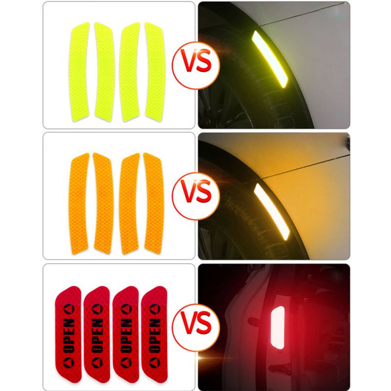 Auto Car Wheel Reflective Safety Warning Strip Tape Car Bumper Reflective Strips Secure Reflector Stickers