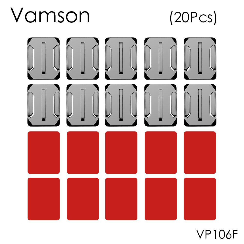 Vamson 20 Stuks Gebogen Surface Mount Base Met Vhb Stickers Voor Gopro Hero 5 4 3 2 Voor SJ4000 voor Eken Accessoires VP106F