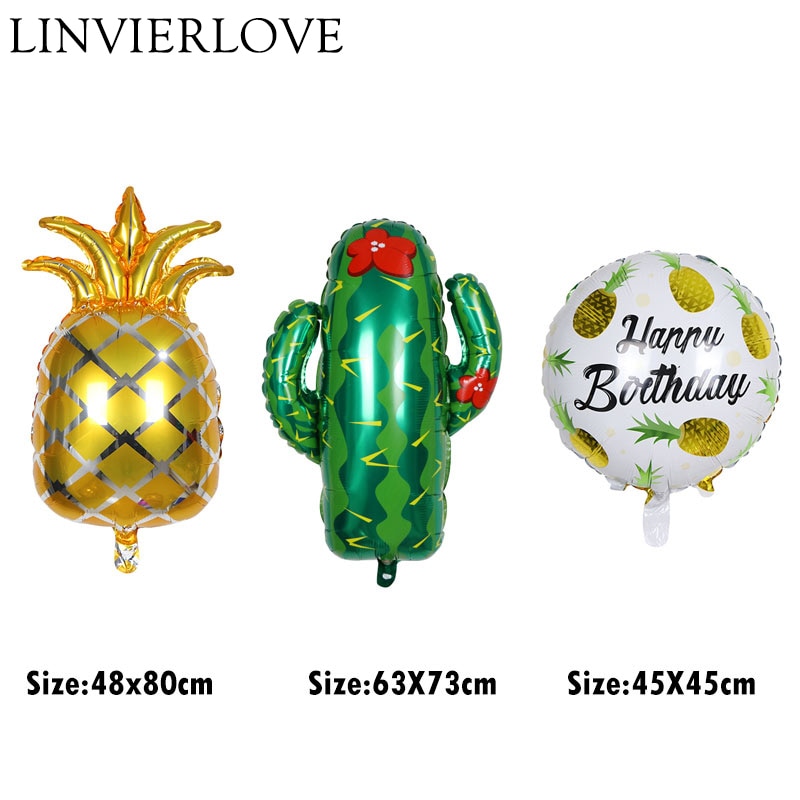 1pcs Large Cactus Tree Helium Foil Balloons Pineapple Watermelon Decorations Tropical Plants Party Inflate Fruit Air Balloons