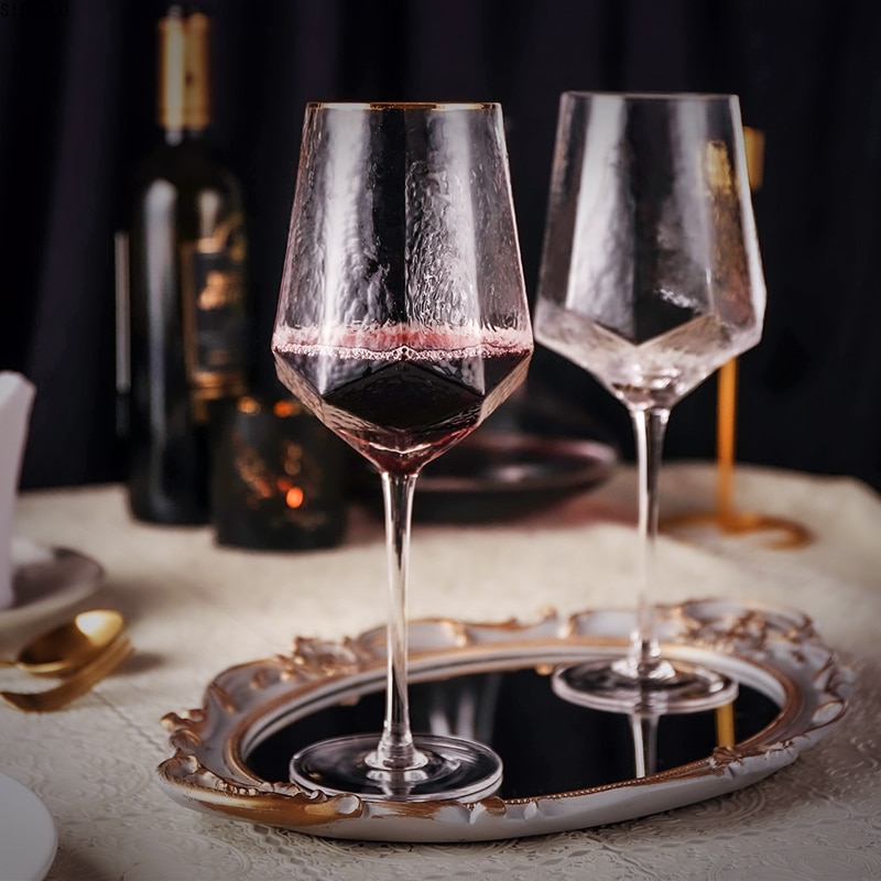 Creatieve Glas Wijn Glazen Huis Gehamerd Beker Rode Wijn Glas Diamant Champagne Glas Wijn Glazen Glazen Beker