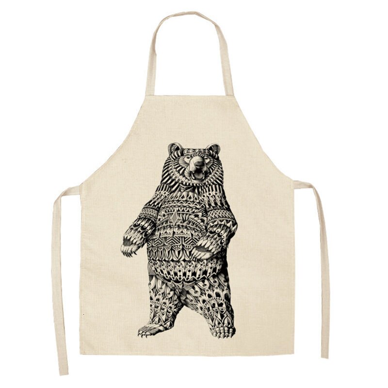 1 stuk uil hert dier keuken chef schort voor volwassenen katoenen linnen slabbetjes huishoudelijke schoonmaak schort thuis koken schorten 53*65cm: 2wq- wql 0079-5