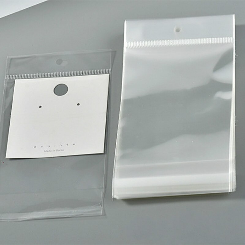 100pcs Jewelry Display Card Blank White Paper Cardboard Necklace Bracelet Earring Holder Packaging Cards Plastic Bag: 8(16.4x9cm)