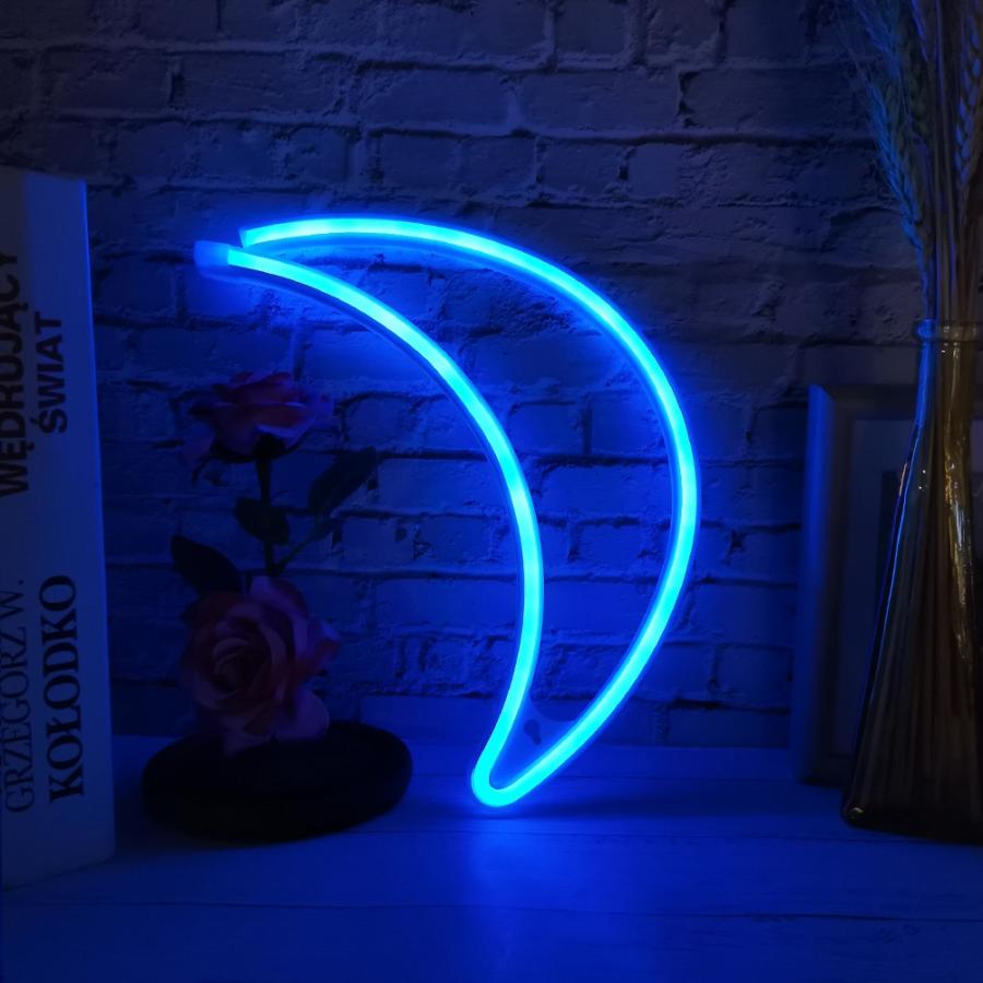Moon Shape LED Neon Light Sign Decorative Neon Wall Light for Dormitory Bedroom Party