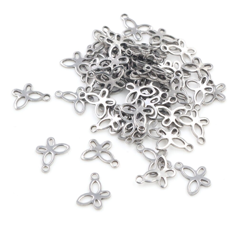 50 Stk/partij 10X11 8X11 Mm Olifant Vlinder Charms 316 Rvs Olifant Leuke Voor Ketting Hanger charmes Diy Sieraden Maken: butterfly