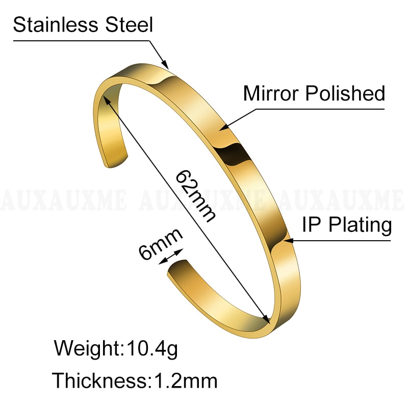 Auxauxme Custom Engraved DIY Name Bracelets for Women Gold Stainless Steel Simple Girlfriend Christmas Bangle