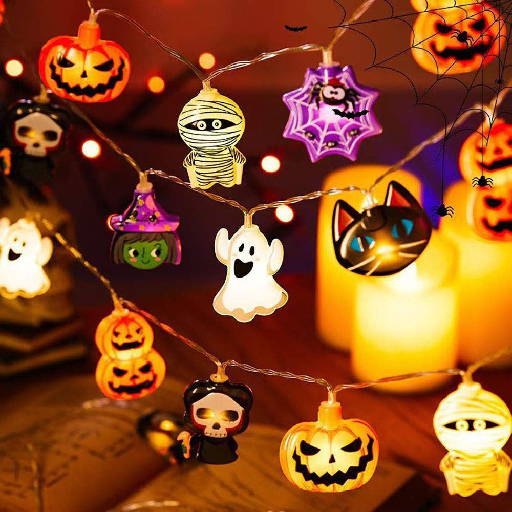 Halloween decoratie LED-lichtslingers, pompoen Ghost spinnenweb hanglamp, thuis buiten lantaarn rekwisieten: M / Diepe saffier