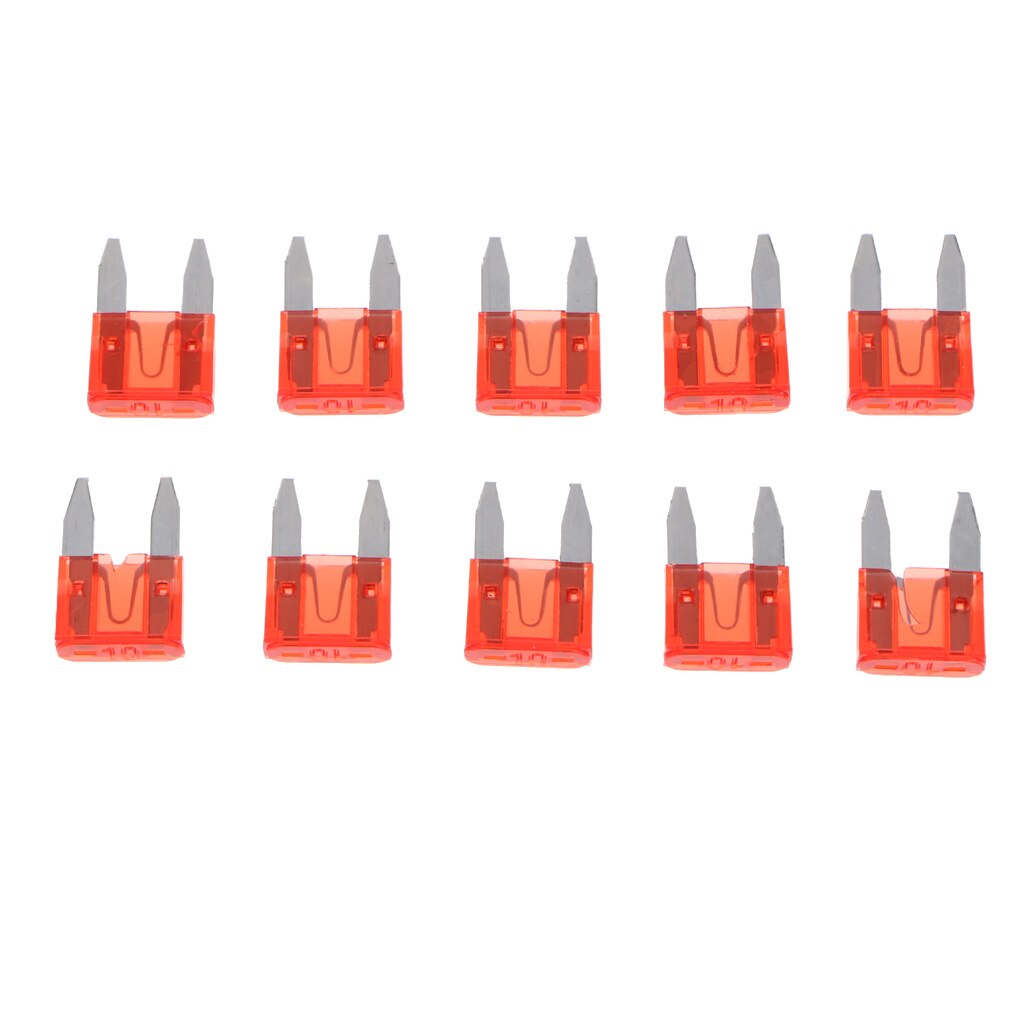 10 Stuks Univerial Mini 10A Blade Zekeringen Rood Voor Auto Vrachtwagen Vervanging