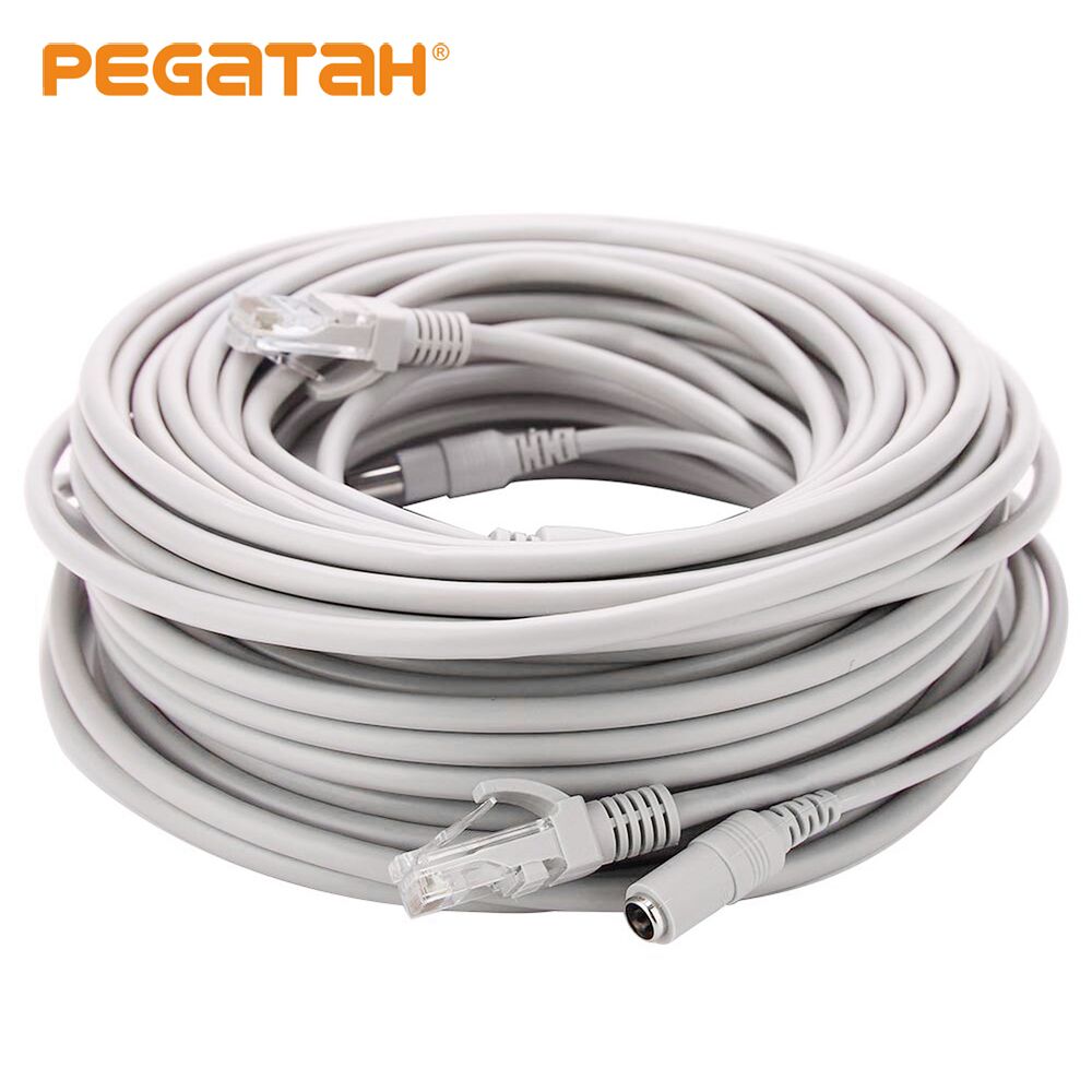 Cctv kabel  rj45 til videoovervågningskamera ethernet internet netværk dc power 2 in 1 udvidelses lan til dvr poe ip kamera