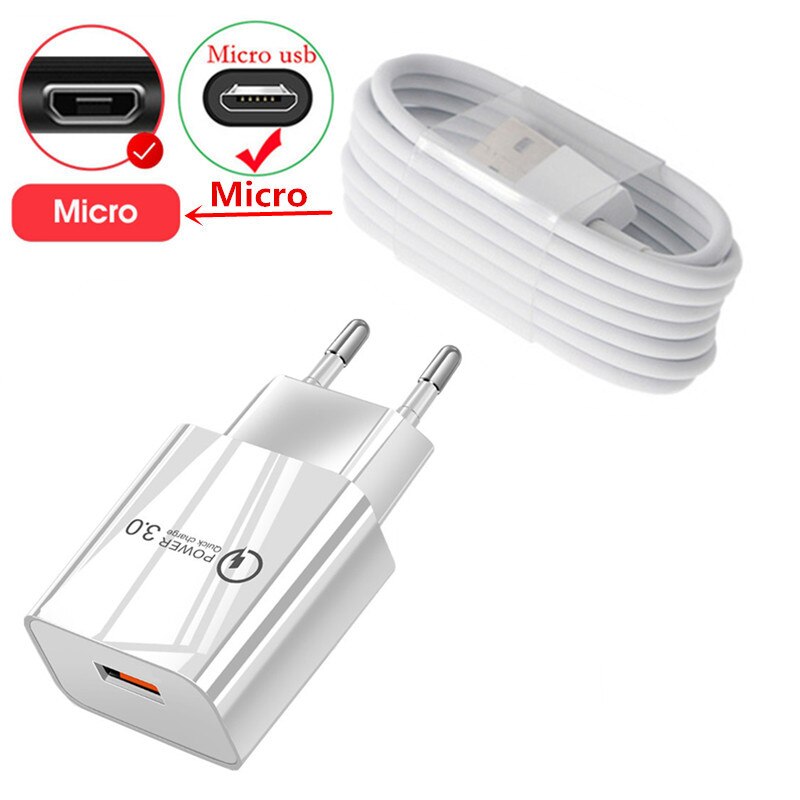 Dla Xiaomi POCO ładowarka Mi 11 Lite 5G 18W QC 3.0 USB szybka ładowarka dla Redmi uwaga 11 9 8 7 Pro Redmi 10 9A 6A typ C mikro kabel: Charger Mico Cable