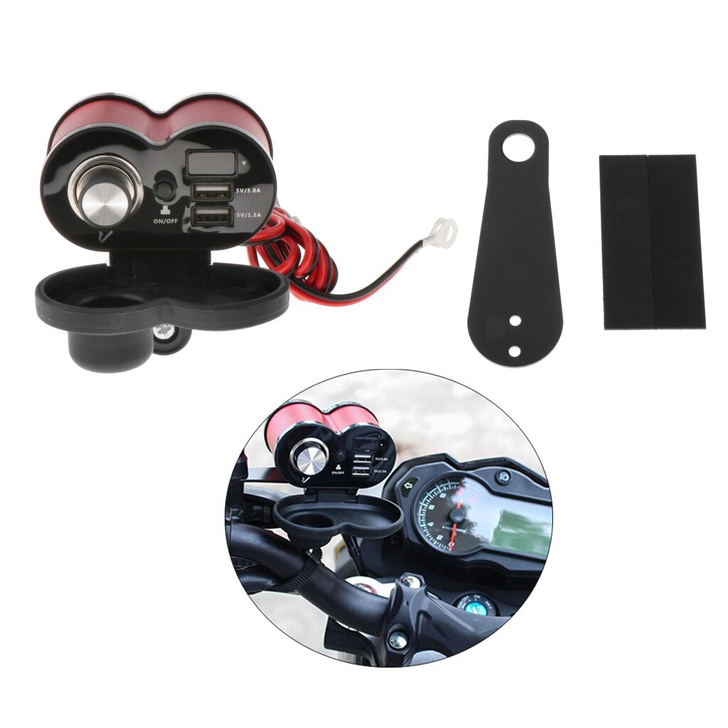 12V Waterdichte Motorcycle Usb Lader Met Voltmeter En Sigarettenaansteker Functie