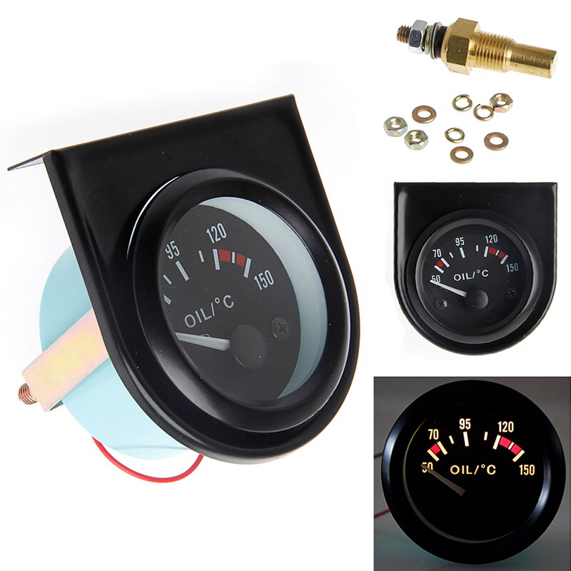 Universal 2" 52mm LED Light Car Pointer Oil Temperature Temp Gauge 50-150degree