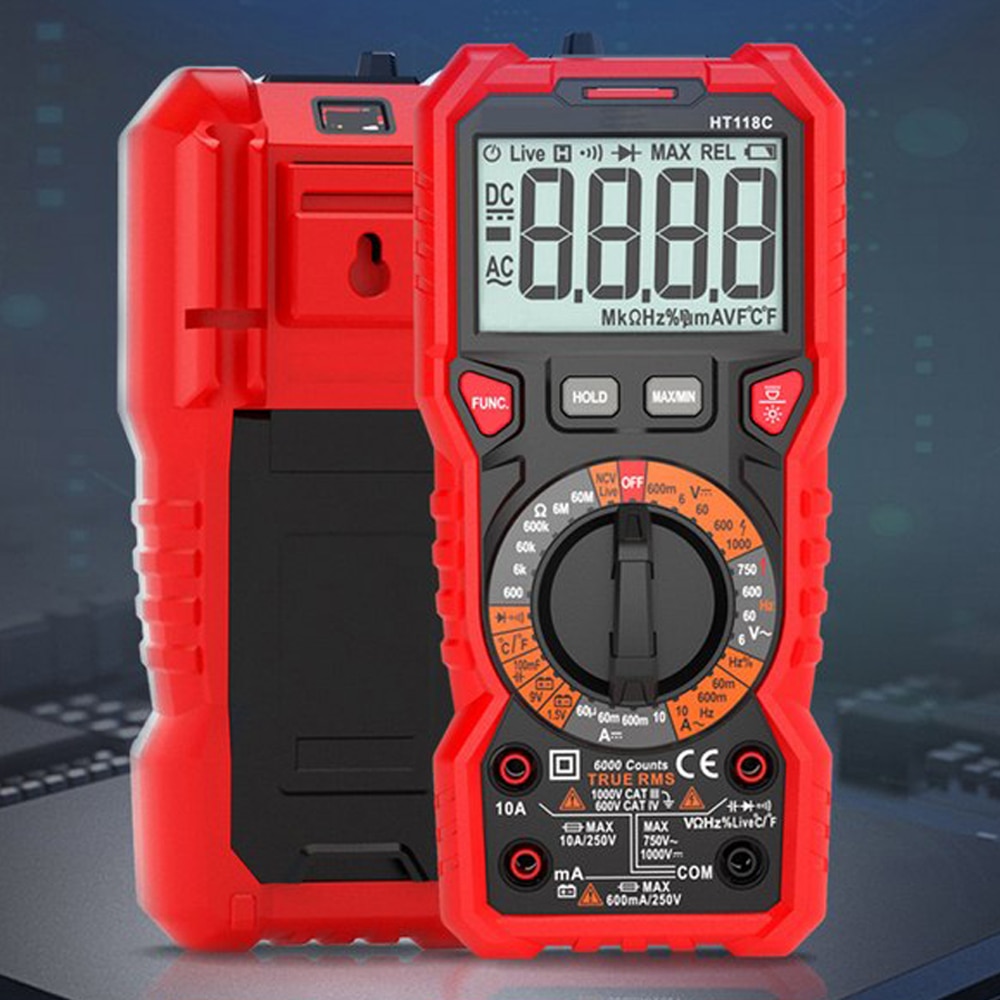 HT118 Digital Multimeter 6000 Count High-precision Measuring Meter Used To Measure DC/AC Voltage Current Resistance Capacitance