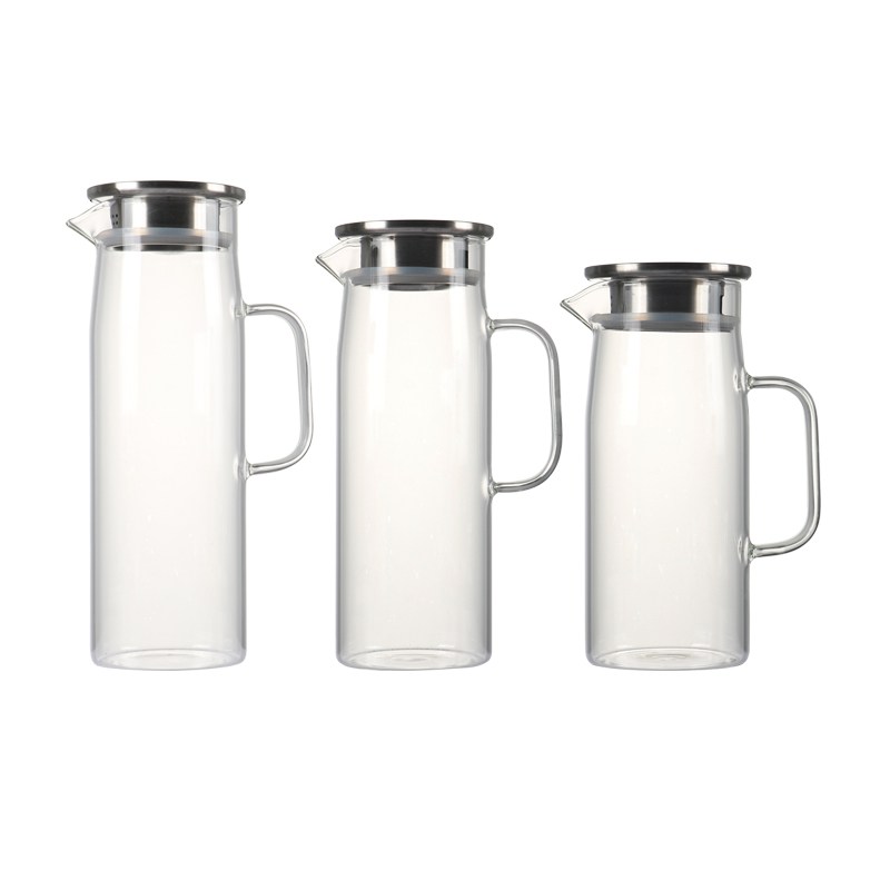 Hittebestendige borosilicaatglas water pitcher voor ijs, drank, drankjes en thee 3 sized keuze met rvs lip