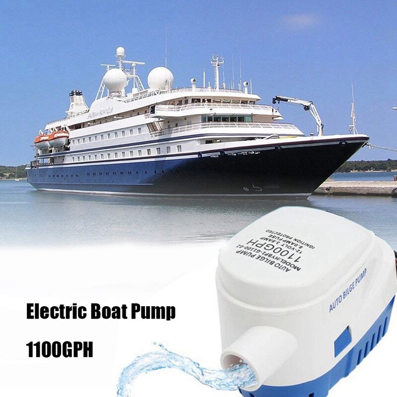 12V Auto Bilge Pump 1100 GPH Automatic Boat Pump for Aquarium Submersible Seaplane Motor Homes Houseboat Boat