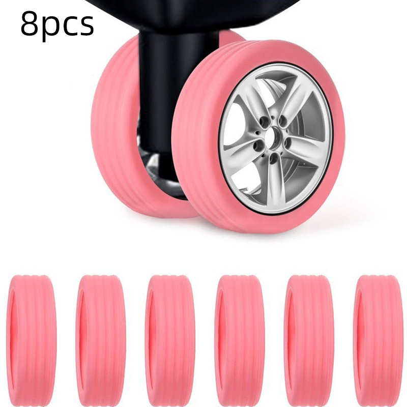 8 stücke Gepäck Rolle Abdeckung Silikon Stille Wagen Rad Schutzhülle Koffer Räder Schutz Reise Gepäck Zauberer Schuhe: Rosa
