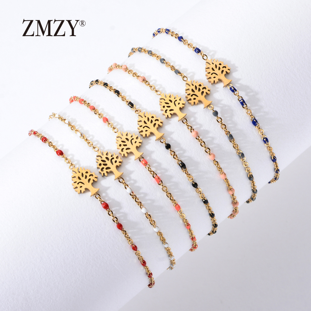 ZMZY Jewelry Tree Of Life Bracelet Women Bracelets Gold Bohemian Charm Bracelet Stainless Steel Chain Bracelet