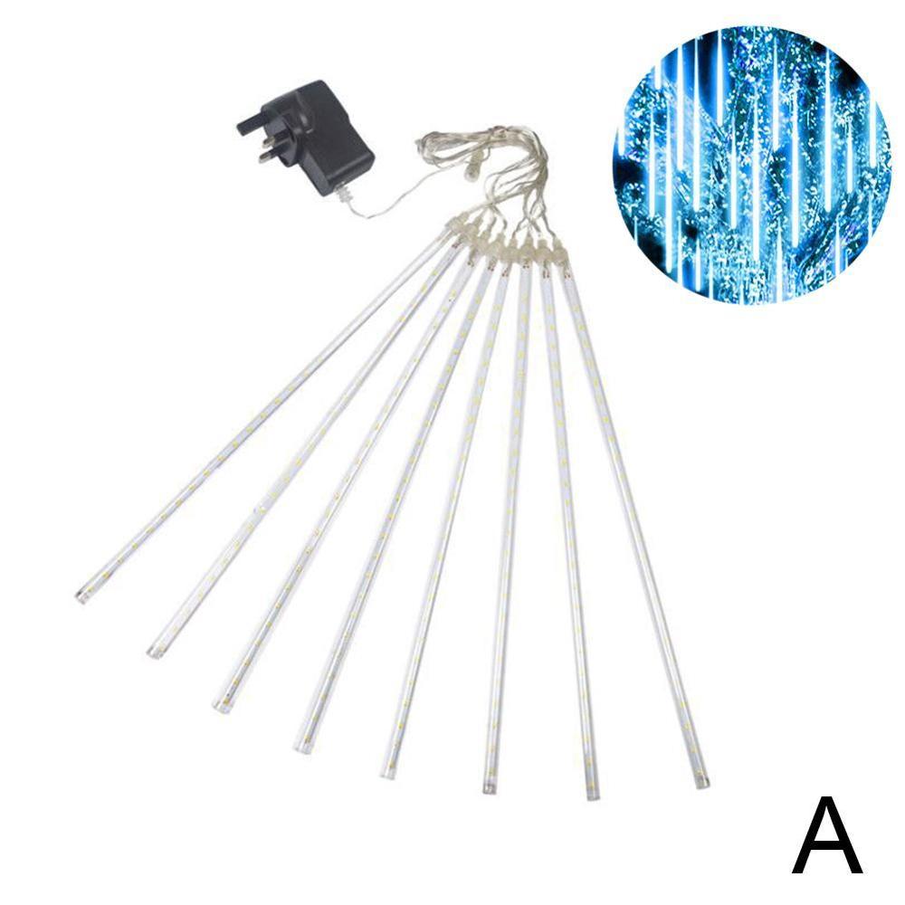 30CM 8 Tubes 144 LED Meteor Shower Rain Lights Solar Wedding Xmas Icicle Falling Light Party Waterproof For Garden Rai U7A4: A