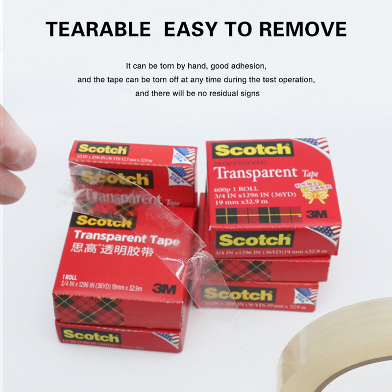 Nastro trasparente Scotch 3M Nastro 600 Nastro per test di adesione dell'inchiostro 600P Rotolo grande 19/12,7 mm Imballaggio Uso domestico in ufficio