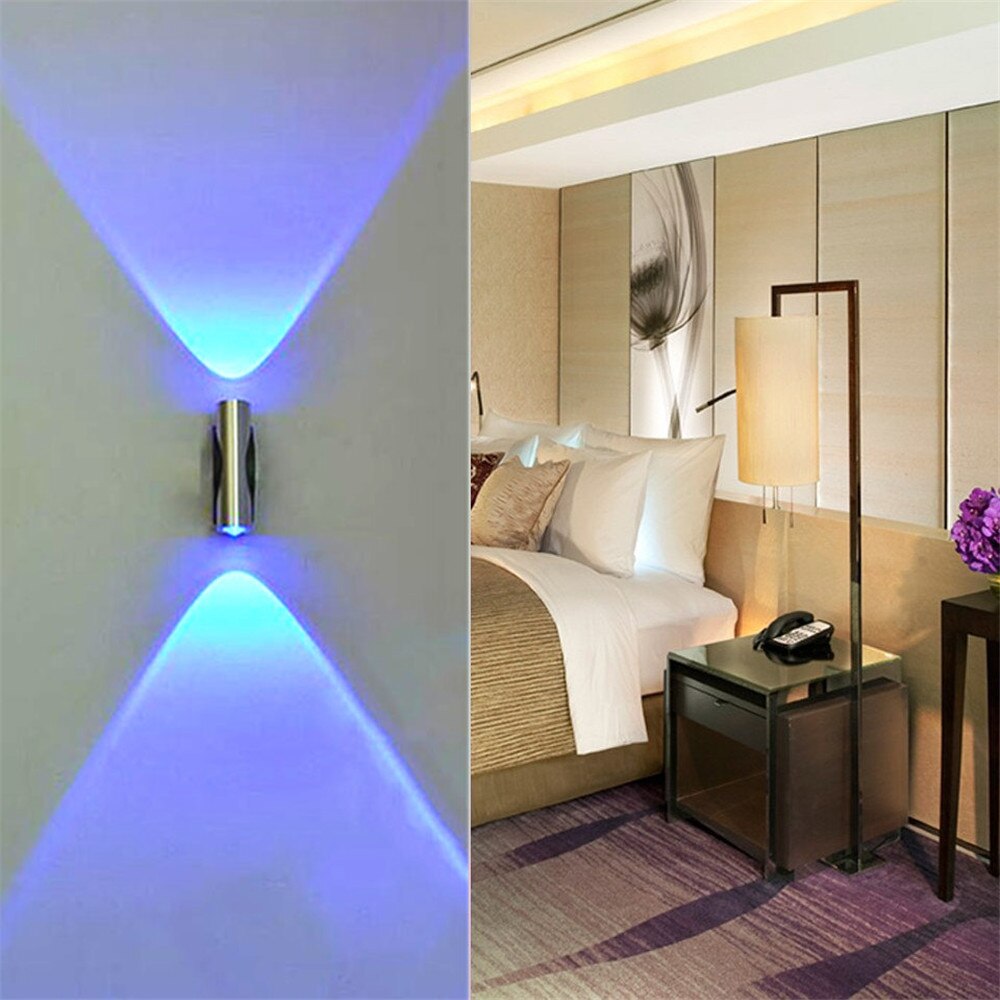Lámpara LED de doble cabeza, lámpara de pared de aluminio azul para el dormitorio, Luces LED de Decoracion