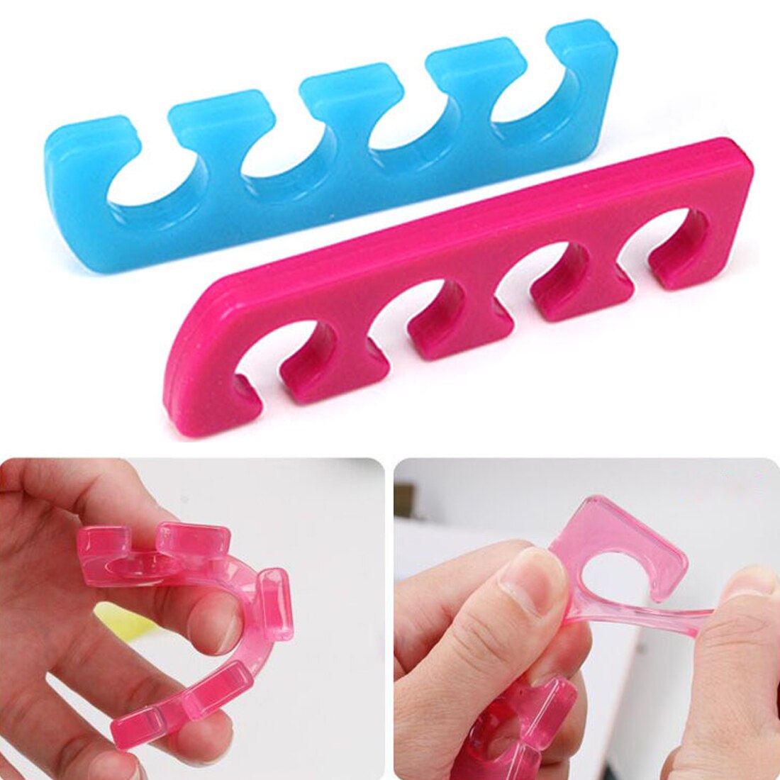 2PCS/Set Silicone Nail Toe Fingernail Separators Finger Care Braces Support Flexible Pedicure Kit