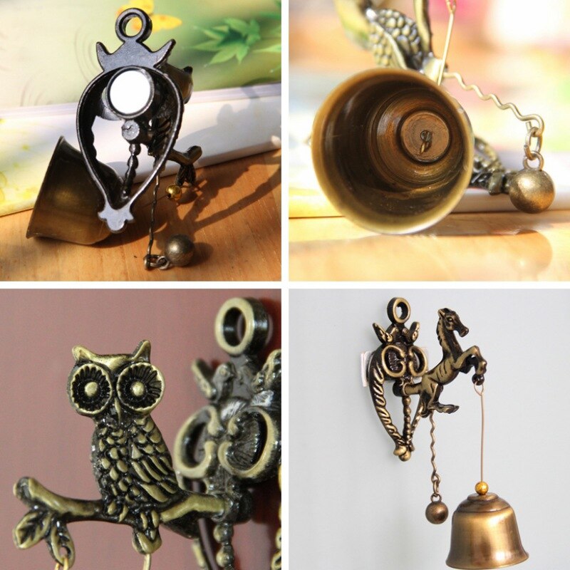 Dørklokke retro nostalgisk stil dyr dørklokke metal jern klokke vindklokke ornament væg hest have elefant ugle