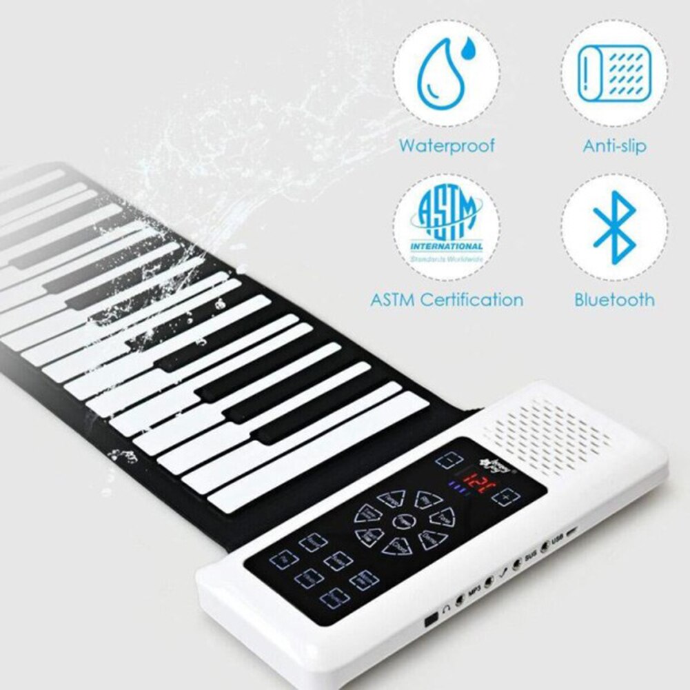 Portable 88 Keys Flexible Roll Up Piano Silicone Foldable Digital Keyboard Portable Foldable Soft Keyboard Electronic Piano