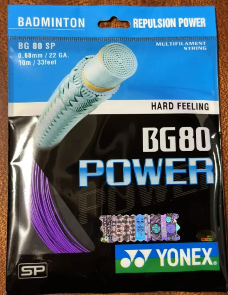 YONEX Badminton Racket String BG80 Power (0.68mm) Endurance High Elastic Training Competition Badminton String: PURPLE