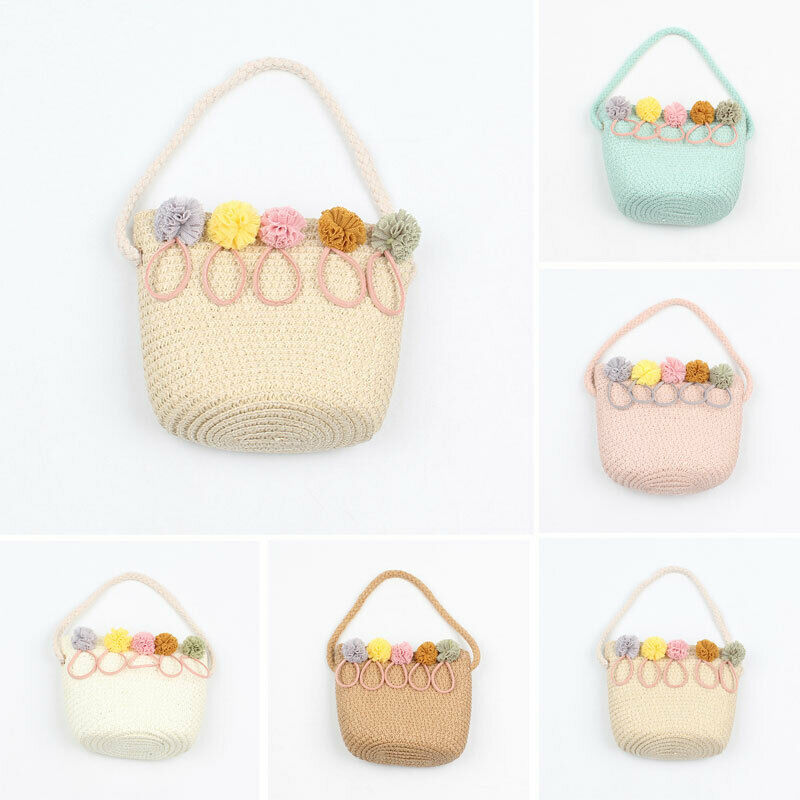 Nyeste baby piger boheme stil rattan strå taske vævet rund håndtaske blomst crossbody messenger tasker strand sommer tasker
