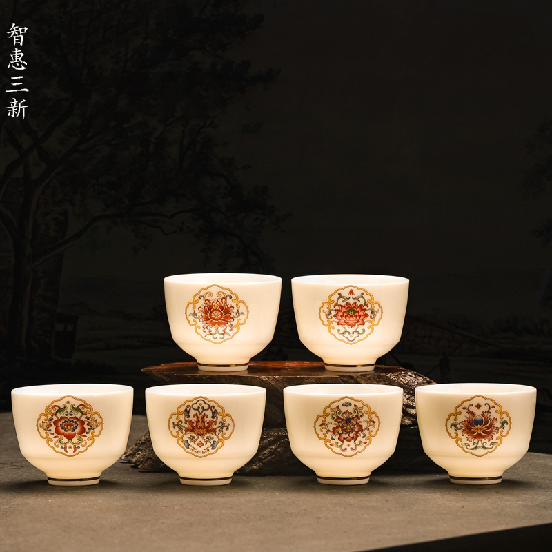 Taza de cerámica de jade Suet hecha a mano, taza de meditación Personal de viaje, tazón de té pintado a mano, juego de té Pu'er Master Cup