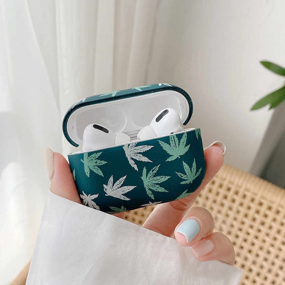 Maple Leaf Auricolare Senza Fili di Caso Per AirPods 2 Pro 1 Custodie Carino Opaca Arte Fiori Dura del PC del Trasduttore Auricolare Accessori di Protezione copertura: D-Hard