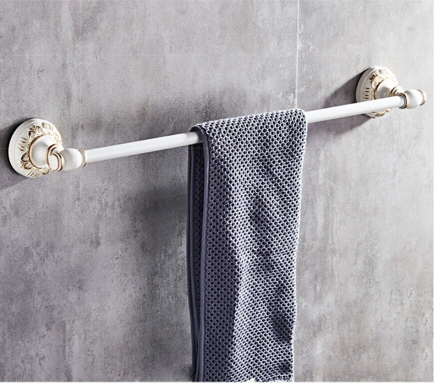 Kunstskåret antik / sort / hvid vægmonteret enkelt / dobbelt håndklædestænger håndklædeholder toilet toilet håndklædestativ tilbehør til badeværelset: Hvidguldsingle