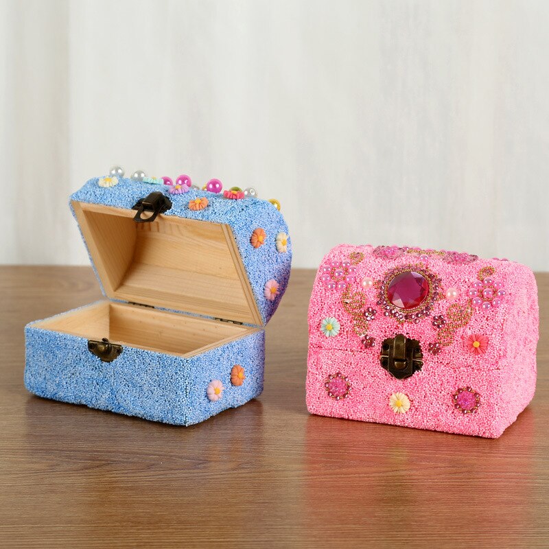 Enfants fait à la main bricolage matériel sac fille en bois massif papeterie boîte boîte à crayons flocon de neige boue bâton perceuse boîte de rangement