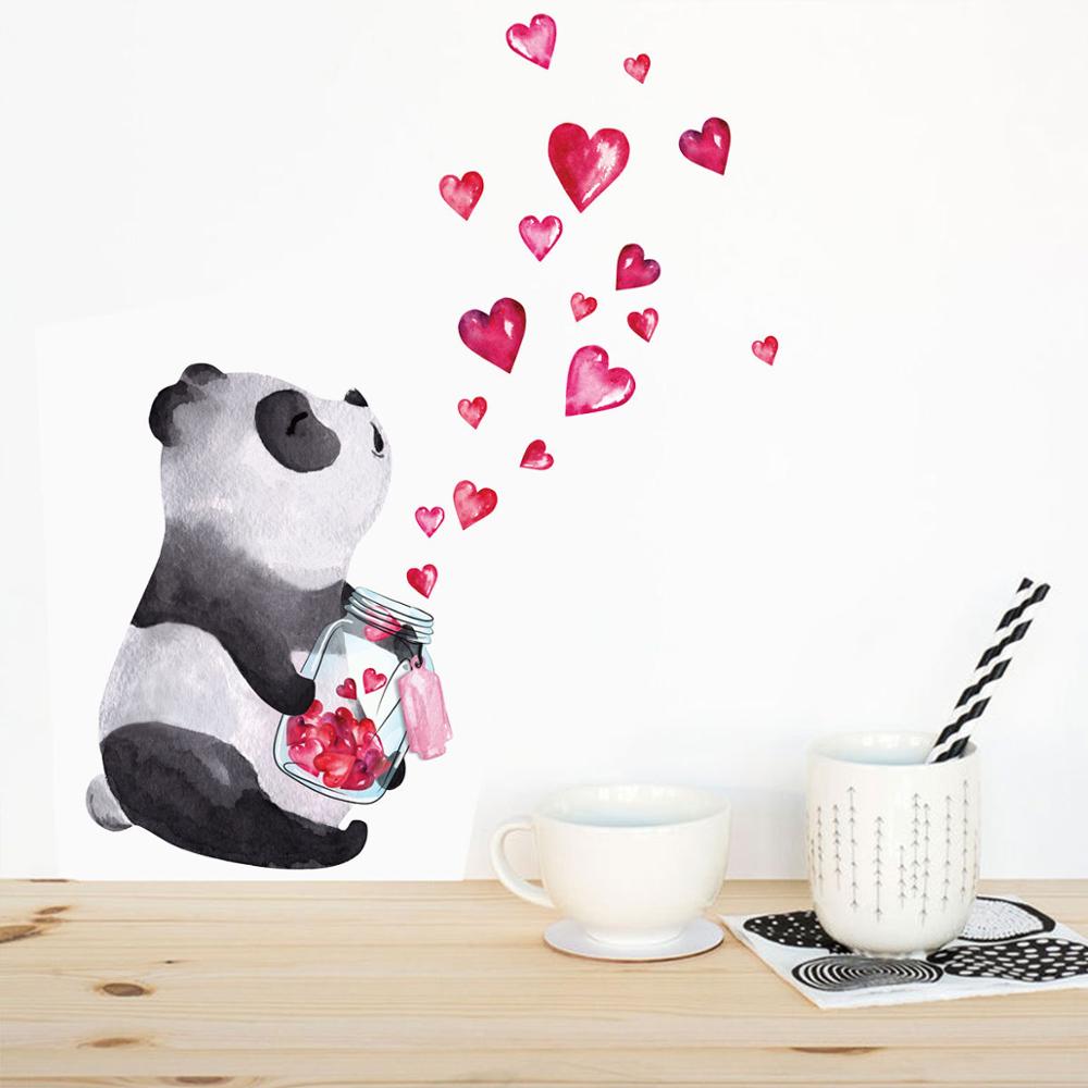 Kinesisk stil handritad panda väggdekal väggmålning konst vardagsrum sovrum skåp heminredning söta klistermärken