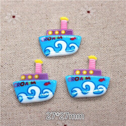 10PCS Mix Stijl Vervoer Hars Auto/Boot/Fiets/Helicopter/Rocket Miniatuur Plaksteen Cabochon DIY Craft scrapbooking: 2