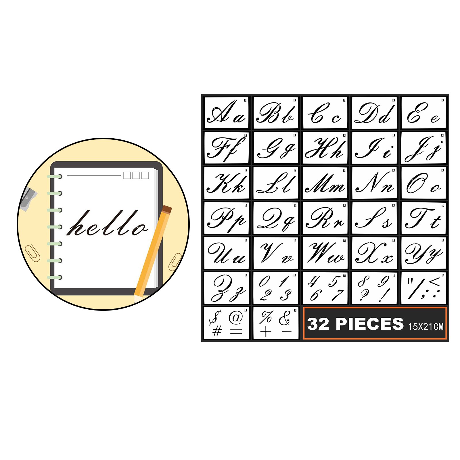 Lot De 24 Pochoirs Réutilisables Pour Lettres Et Chiffres - 18x10 Cm, En Plastique PET - Pour Scrapbooking, Peinture, Journal, Bricolage - 11
