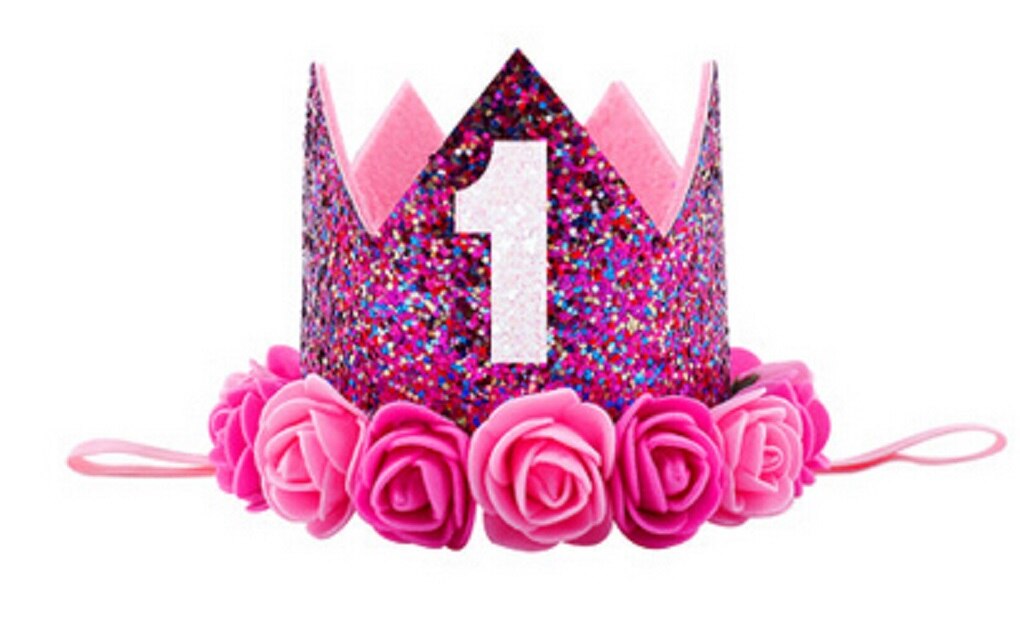 Citgeett barn baby 1st bursdag lue glitter krone blomst hode hårbånd fest hodeplagg floral nydelig en søt