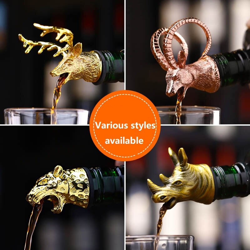 Zinc Alloy Deer Stag Head Wine Pourer Unique Wine Bottle Stoppers Wine Aerators Bar Tools Get Together