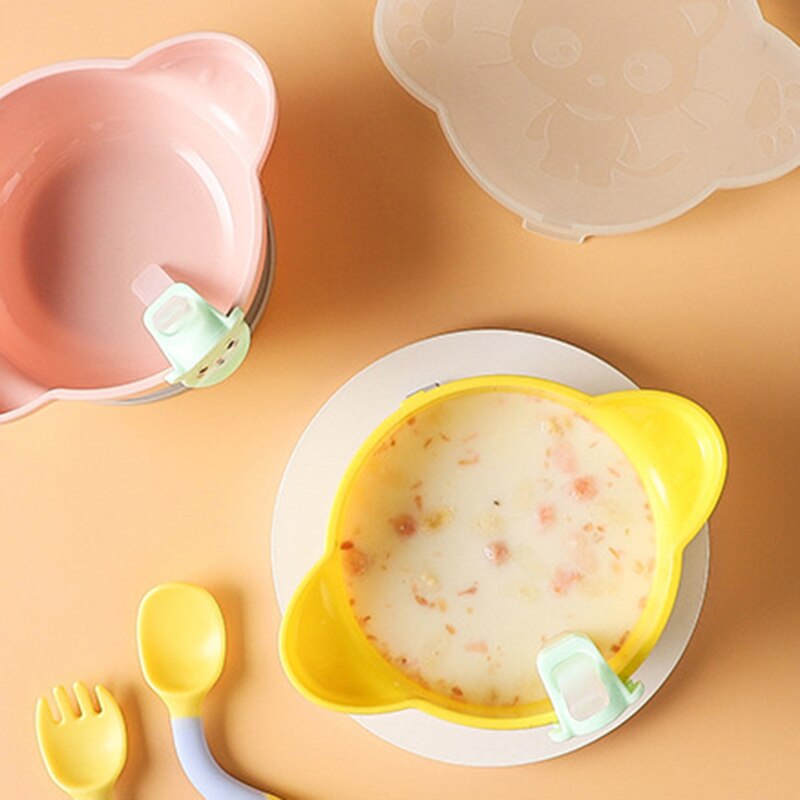 Vajilla de silicona para tazón para bebés, utensilios de alimentación sólidos para bebé, contenedores de almacenamiento de alimentos, juegos de plato de bebé