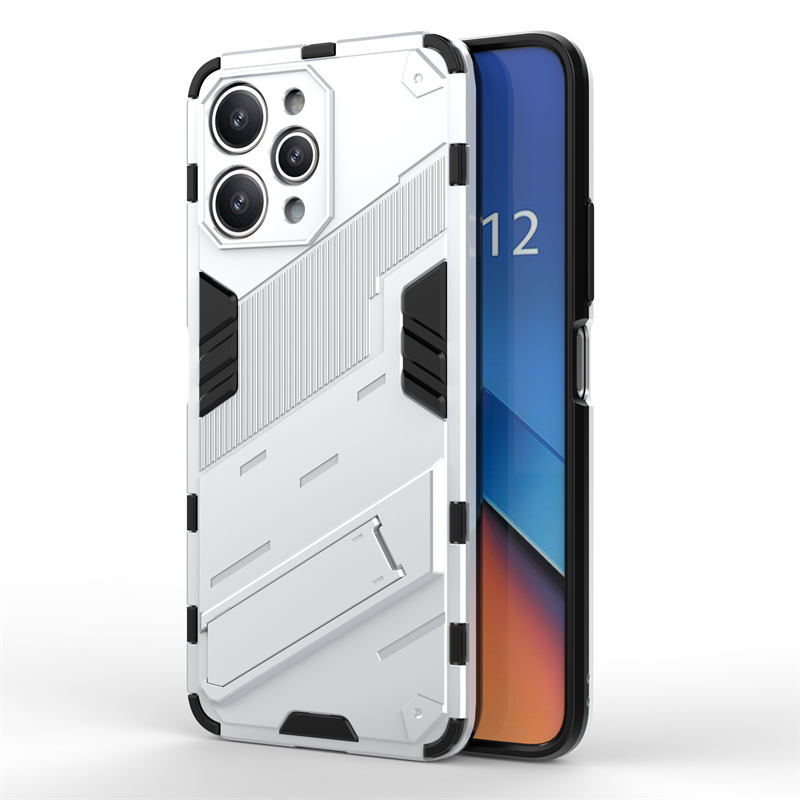 Para Xiaomi Redmi 12 funda para Xiaomi Redmi 12 funda protectora Punk armadura Capa Shell Kickstand funda de teléfono para Xiaomi Redmi 12 4G: BLANCO